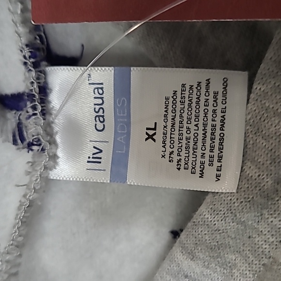 NWT Liv Casual LSU Tigers Grey Hooded Sweatshirt with Navy Blue Stars size XL - Picture 6 of 8